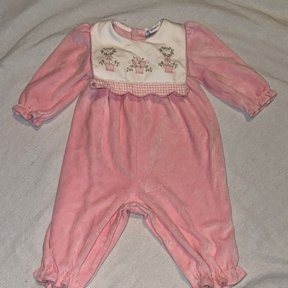 Vintage BT Kids Pink Embroidered Jumper with Bib